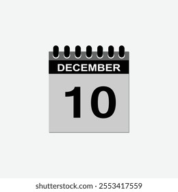 10th December. Daily calendar design with month of December.