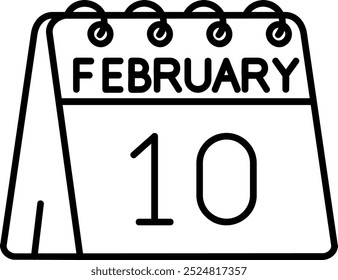 10. Februar Linie Vektor Icon Design