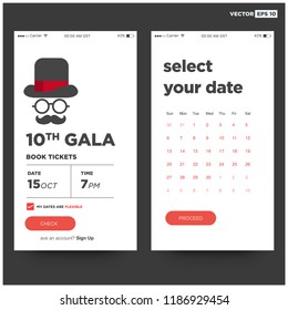 10th Gala Formal Event Invite With Hat Spectacles And Moustache Vector Illustration 