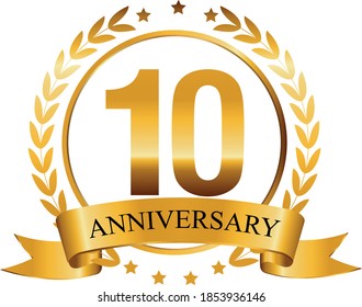 10th Golden Anniversary Sign Vector Illustration Stock Vector (Royalty ...