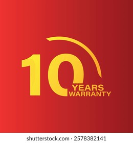 10th happy warranty smile icon with red background 