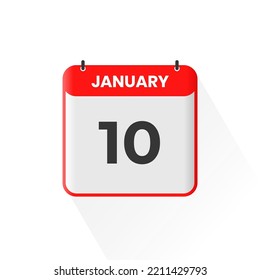 10th January calendar icon. January 10 calendar Date Month icon vector illustrator
