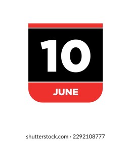Icono vectorial del calendario 10 de junio. Monograma del 10 de junio.