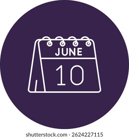 10 de junio Línea de Vector Icon Design