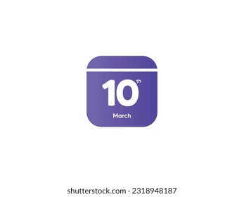 10 de marzo calendario fecha mes icono con color gradiente, diseño plano estilo ilustración vectorial