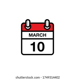 10. Februar flache Ikone Kalenderdatum, Uhrzeit, Tag, Monatsplan. Vektorgrafik-Design