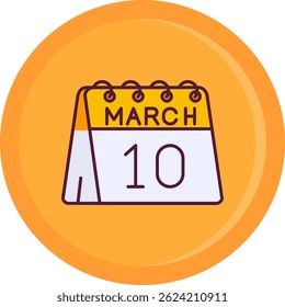 10 de Marzo Línea Vector Icon Design