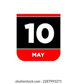 Página Vector del calendario 10 de mayo. Icono del día 10 de mayo.
