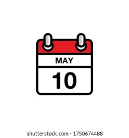 10th of May flat day of the month calendar icon. Date and time schedule concept. Vector illustration design