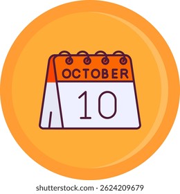 10th of October Line vector Icon Design