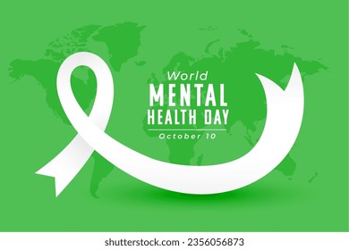 10th october mental health day poster with world map design vector