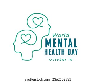 10th october world mental health day poster with line art human head vector