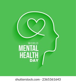 10 de octubre Día Mundial de la Salud Mental afiche de concepto verde en vectores de línea