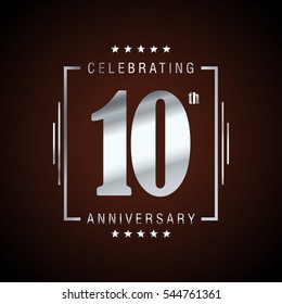 10th Silver anniversary logo, laurel wreath isolated on brown background, vector design