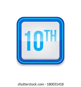 10th Vector Blue Rounded Corner Square Web Icon Button