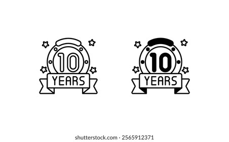 10th year icon design with white background stock illustration