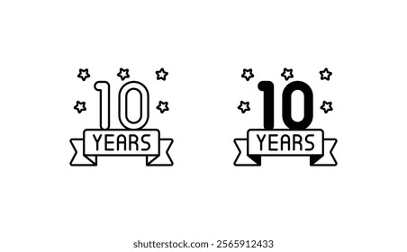 10th year icon design with white background stock illustration