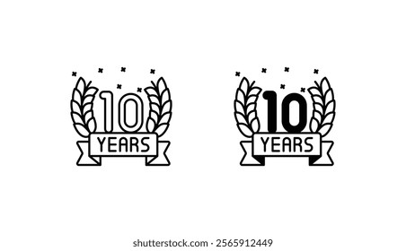 10th year icon design with white background stock illustration