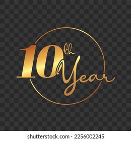 Tipografía de 10 años en formato png de texto dorado.