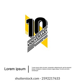 10th years anniversary celebration emblem. anniversary logo isolated with geometric badge on white background. vector illustration template design for web, flyers, poster, invitation card