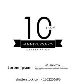10th years anniversary celebration logotype with black and white stamp isolated, vector illustration template design for for web,flyers,leaflet, brochure, poster, invitation card or greeting card