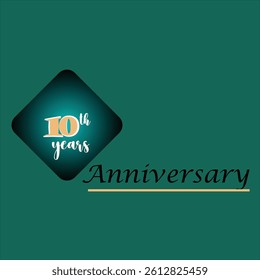10th Years Anniversary celebration vector template for greeting card
