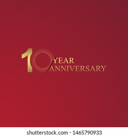 10th Years Anniversary modern Logo Icon Template, Anniversary lettering with gold color. Vector EPS 10. Birthday celebration number.