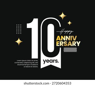 Logotipo vetorial de 10 anos de aniversário com espaço negativo. Moderno, limpo, minimalista, estilo plano. Para logotipo, ícone, convite, aniversário, cartão de saudação e evento de celebração, momento precioso
