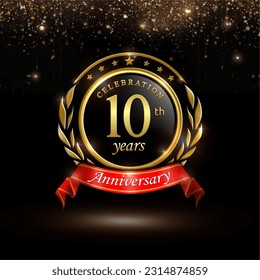 10th years celebration anniversary logo vector isolated on black background