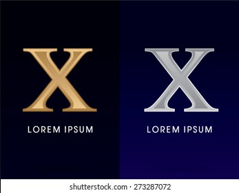 10,X ,Luxury Gold and Silver Roman numerals, sign, logo, symbol, icon, graphic, vector.