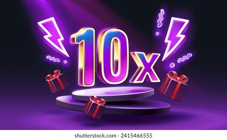 10x winner banner, promotion flyer, prize label. Vector illustration