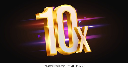 10x winner banner, promotion flyer, prize label. Vector illustration