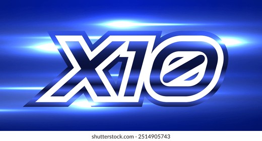 Banner do vencedor 10x, folheto promocional, rótulo do prêmio. Luzes de velocidade. Ilustração vetorial