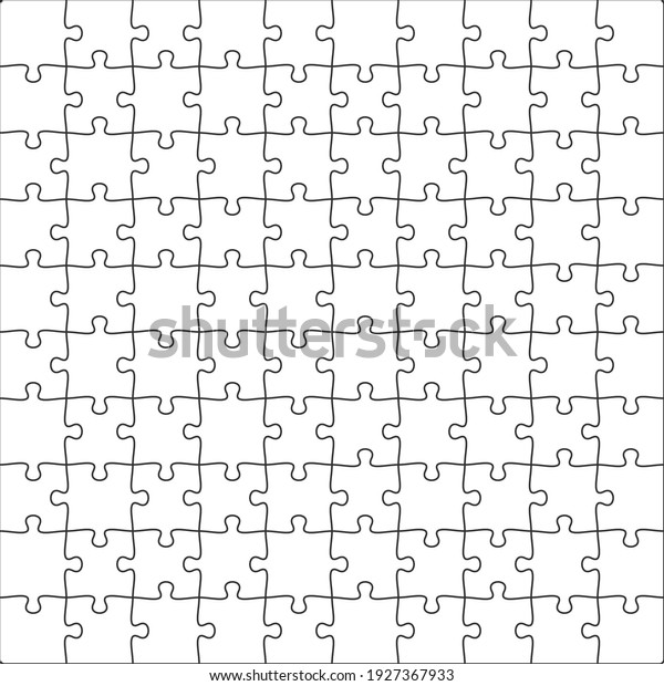 10x10 Jigsaw puzzle blank template\
background light lines. every piece is a single\
shape.