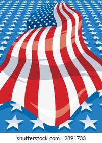 10x13 Vector Background of an American Flag among stars