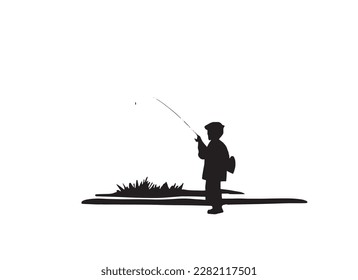 10-Year-Old Child Joyfully Capturing a Fishing Moment. 