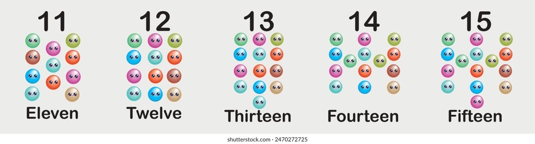 11 to 15 counting balls count chart for kids