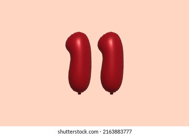 11 3d number balloon made of realistic metallic air balloon 3d rendering. 3D Red helium balloons for sale decoration Party Birthday, Celebrate anniversary, Wedding Holiday. Vector illustration