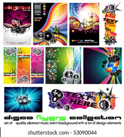 11 Abstract Music Background for Discoteque Flyer with a lot of desgin elementes - Set 4