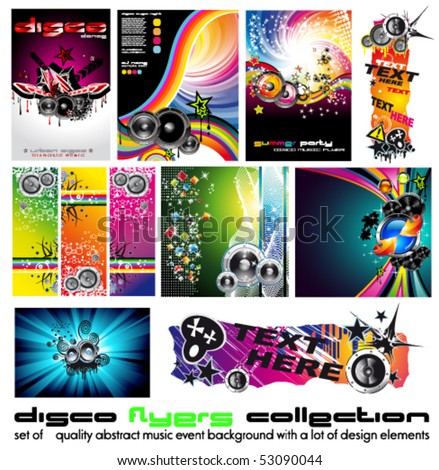 11 Abstract Music Background for Discoteque Flyer with a lot of desgin elementes - Set 4