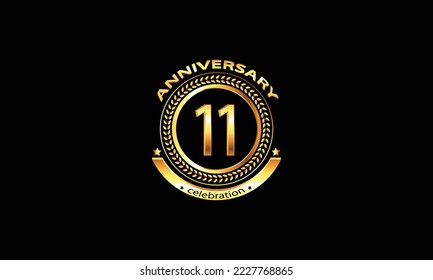 11 anniversary celebration. 11th anniversary celebration. 11 year anniversary celebration logo with black background.