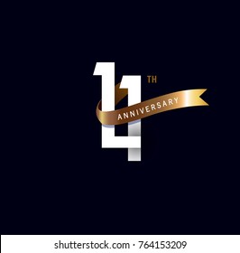 11 anniversary logo with gold ribbon. template design for web, game ,Creative poster, booklet, leaflet, flyer, magazine, invitation card