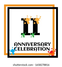 11 anniversary logo vector template. Design for banner, greeting cards or print