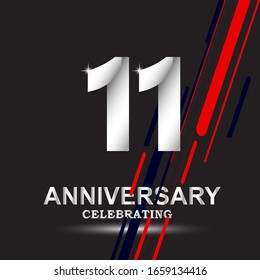 Plantilla vectorial de logotipo de 11 años. Diseño para banner, tarjetas de felicitación o impresión