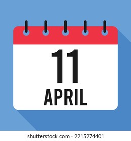 11 April Calendar. Blue Background. Vector Calendar.