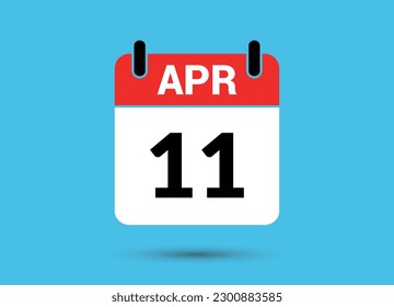11 April Calendar Date Flat Icon Day 11 Vector Illustration