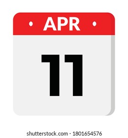 11 April flat style calendar icon