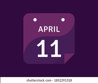 11 April, April 11 icon Single Day Calendar Vector illustration