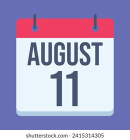 11 August Calendar. Blue Background. Vector Calendar.
