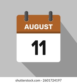 11 august calendar icon vector month date illustration design